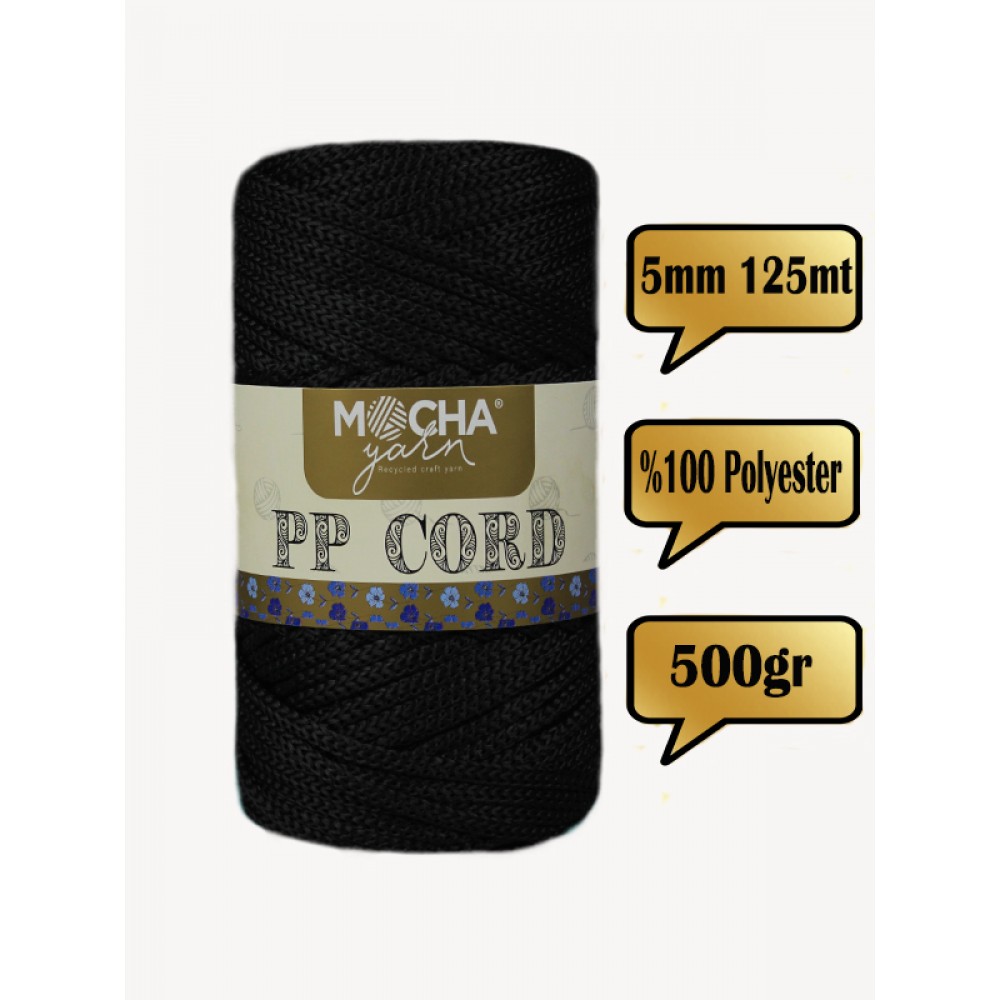 Siyah Polyester 5mm Polyester Cord İp
